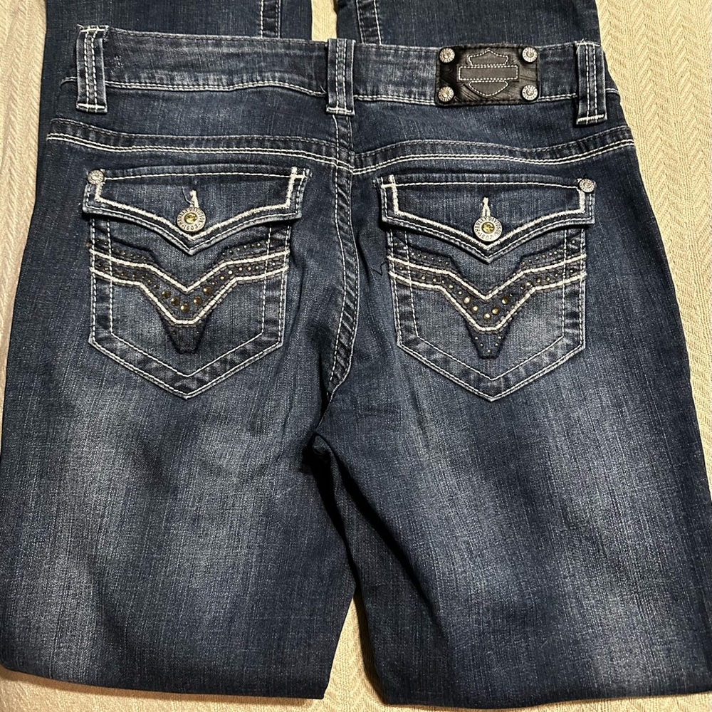 🖤 Harley-Davidson  embellished/ embroidered low rise jeans 10 petite